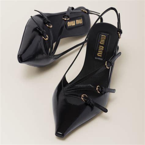 miu miu slingbacks with buckles|Black Brushed Leather Slingbacks With Buckles .